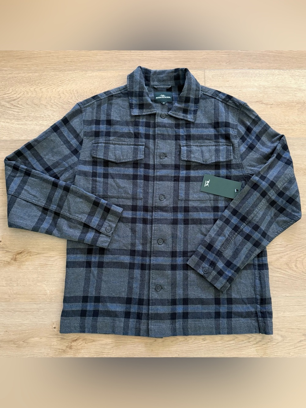 Rodd & Gunn Murphy Road Charcoal Plaid Cotton Overshirt NWT Medium